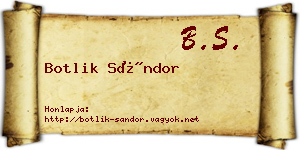 Botlik Sándor névjegykártya